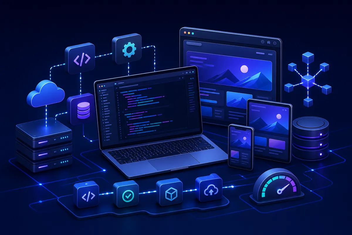 Modern web development technology workspace